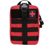 Bolsa de botiquín de primeros auxilios Molle 1000D desprendible, bolsa médica táctica desprendible, saco de primeros auxilios vacía para chaleco, mochila, cinturón, camping y senderismo (Red)