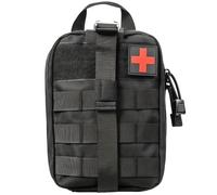 Bolsa de botiquín de primeros auxilios Molle 1000D desprendible, bolsa médica táctica desprendible, saco de primeros auxilios vacía para chaleco, mochila, cinturón, camping y senderismo (Black)