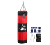 Bolsa de Boxeo, Bolsas Pesadas Bolsa de Golpear Equipo de Acondicionamiento Físico para la Bolsa sin Arena de Combate Kick de Gancho de Boxeo (80cm-Rojo) Kick Boxing Entrenamiento