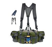 Bolsa de cadera para senderismo con paquete Fanny-Outdoor para hombres y mujeres | Pasa el cinturón con 2 soportes para botellas de agua para correr, senderismo, ciclismo, caza, viajes y camping, Army