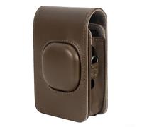Bolsa de cámara de poliuretano para Fujifilm, para Instax Mini Liplay, funda protectora retro con tapa extraíble, correa ajustable, cuero sintético impermeable (marrón café)