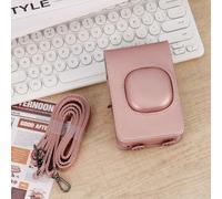 Bolsa de cámara de PU para Fujifilm, para Instax Mini Liplay, funda protectora retro con tapa extraíble, correa ajustable, cuero PU impermeable (rosa)