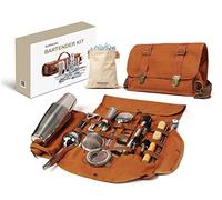 Bolsa de Camarero de Viaje, Kit de Herramientas de Camarero Profesional, Bolsa de Herramientas portátil para cóctel, Funda de Cuero con 20 Herramientas de Bar, Similar al maletín para camareros en