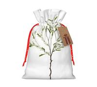 Bolsa de caramelos con diseño de plantas naturales blancas y verdes (1) bolsas de regalo reutilizables para regalos de fiesta