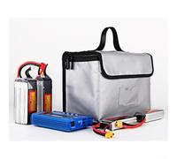 Bolsa de carga y almacenamiento resistente al fuego para baterías de polímero de litio compatible con dispositivos de control remoto con capas de PVC y fibra de vidrio (140 x 90 x 55 mm)