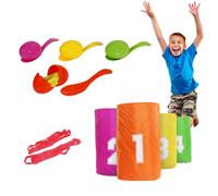 Bolsa de carrera de 4 pcs con 4 pcs cucharas de huevo y inicio y meta kit de día de deportes al aire libre interactiva parent-e-child binte césped juegos de carnaval para niños regalo para familia pa