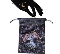 bolsa de cartas de tarot | 13x18cm Fase lunar/Árbol de la vida Joyas artísticas Bolsas con cordón | Bolsa de regalo portátil con cordón de lino y algodón Suministros de adivinación del destino