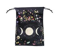 Bolsa de Cartas de Tarot, patrón de Fase Lunar Bolsa de Tarot y Bolsa de Dados con cordón, Cubierta de Tarot de Franela Bolsa de Almacenamiento para Accesorios de Tarot Barajas de oráculo, Piedras