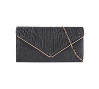 Bolsa de cena europea y americana con purpurina para mujer, retro, plisada, a mano, para vestido de noche, con cadena, bolsa de vestir, bolsa de hombro para la escuela, gris, Talla única