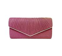 Bolsa de cena europea y americana con purpurina para mujer, retro, plisada, a mano, para vestido de noche, con cadena, bolsa de vestir, bolsa de hombro para la escuela, hot pink, Talla única