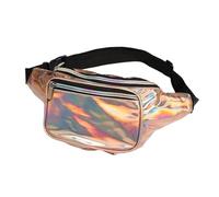 Bolsa De Cintura Brillante Riñonera de Moda for Mujer, riñonera Ajustable de PVC, Bolsa holográfica for Viajes, Fiestas, Senderismo, Correr, riñonera for Compras para Viajes(Rose Gold)