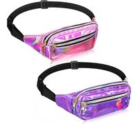 Bolsa De Cintura Brillante Riñonera holográfica Brillante de 2 Piezas, Bolsa de neón Impermeable for Festivales, Fiestas, Viajes, Rave, Senderismo, Actividades al Aire Libre para Viajes(Dark Grey)