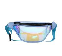 Bolsa De Cintura Brillante Riñonera holográfica Transparente Impermeable for Mujer, riñonera con cinturón de Moda para Viajes(Blue)