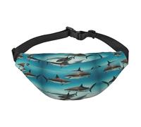 Bolsa de cintura cruzada grande con diseño de pez en el mar profundo, adecuada para deportes, correr, ciclismo, viajes, pesca, para niños,