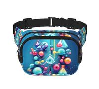 Bolsa de cintura cuadrada de doble capa con ilustración abstracta de ciencia e ilustración 3D, versátil para hombres y mujeres, bolsa de uso diario, Negro -, Talla única