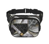 Bolsa de cintura cuadrada de doble capa con textura de mármol negro con estampado dorado, bolsa de viaje con Bel ajustable, Negro -, Talla única