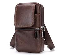 Bolsa de Cintura Cuero para Teléfono Móvil, Porta Movil Cinturon Hombre, Bolso Bandolera Cruzado Monedero Cartera Teléfono Celular Riñoneras