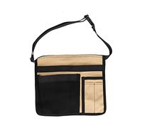 Bolsa de cintura para herramientas, ligera, con múltiples bolsillos, de tela Oxford, para escalada en jardín, al aire libre, cinturón de herramientas duradero y manos libres para (negro+caqui)