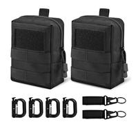 Bolsa de Cintura Táctica, 2 Pequeña Compacta de Bolsas Molle EDC, Riñonera Tactica Hombre con 4 mosquetones y 2 llaveros, para Escalada Senderismo Camping Deporte al Aire Libre
