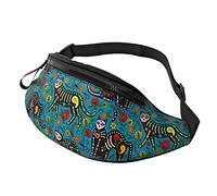 Bolsa De Cintura Táctica Gato De Calavera De Azúcar Unisex Riñonera De Marcha Casual,Ajustable Riñonera Mujer para Senderismo Vajes Marcha 14X35Cm