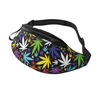 Bolsa De Cintura Táctica Patrón De Hojas De Hierba Unisex Bumbag con Cremallera,Casual Riñoneras Hombre para Viajes Camping Entrenamiento 14X35Cm