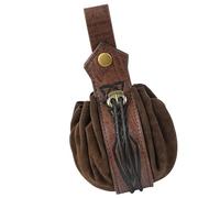 Bolsa de cinturón de piel sintética medieval portátil retro renacentista monedero monedero para LARP Halloween Cosplay, marrón