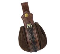 Bolsa de cinturón de piel sintética medieval portátil retro renacentista monedero monedero para LARP Halloween Cosplay, marrón