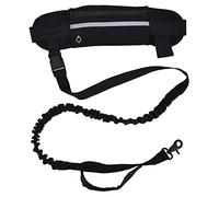 Bolsa de cinturón deportivo, juego de correa, cuerda de tracción para correr para perros, elástica reflectante, a prueba de explosiones, para caminar y correr (Negra)