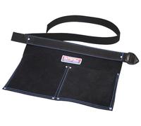 Bolsa de clavos Faithfull de doble bolsillo en piel de ante - Cinturón de herramientas con presilla para martillo y cinturón ajustable para carpinteros, techadores y ebanistas - Negro