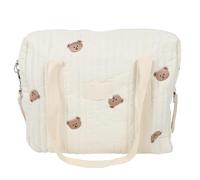 Bolsa de cochecito para bebés Gran capacidad Organizador de colgantes de algodón multifuncional para viajes de compras Padres 30x12x36cm (Oso beige)