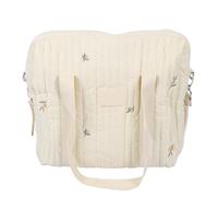 Bolsa de cochecito para bebés Gran capacidad Organizador de colgantes de algodón multifuncional para viajes de compras Padres 30x12x36cm (Oliva beige)