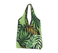Bolsa de comestibles reutilizable, hojas botánicas tropicales exóticas, bolsa de almacenamiento de tela lavable, bolsa de compras ligera para mujeres