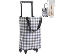 Bolsa de Compras de 1 por ciento sobre Ruedas, Carrito de Compras Plegable Impermeable, Bolsas portátiles de Carro Reutilizables con Mango telescópico, Tablero de ajedrez.