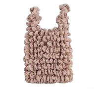 Bolsa de compras elástica expandible de gran capacidad con patrón de burbujas para viajes de comestibles y uso diario, diseño compacto plegable (caqui)