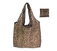 Bolsa de compras plegable, elegante y práctica, ligera, para almacenamiento de comestibles, grande, Estampado de leopardo, Medium