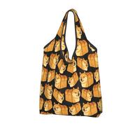Bolsa de compras plegable reutilizable con asas de transporte para pan, Shiba Inu Doge Doge