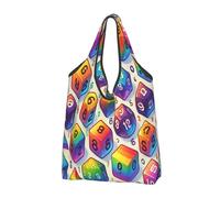 Bolsa de compras plegable reutilizable con diseño de dados de gelatina, grande, con asas de transporte