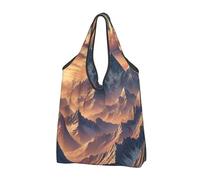 Bolsa de compras plegable reutilizable Mountain Nepal Everest grande con asas de transporte