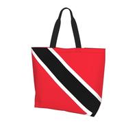 Bolsa de compras reutilizable con un hombro, bandera de Trinidad y Tobago, bolsa de mano casual de un solo hombro, bolsa de compras grande multiusos, color negro, talla única