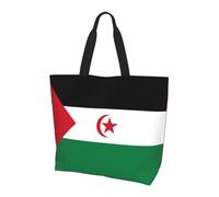 Bolsa de compras reutilizable con un hombro, bandera del Sáhara Occidental, bolsa de mano casual de un hombro, bolsa de compras grande multiusos, color negro, talla única
