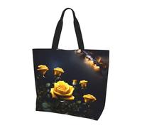 Bolsa de compras reutilizable con un hombro, hermosas rosas amarillas para mujer, bolsa de mano casual de un solo hombro, bolsa de compras grande multiusos