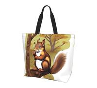Bolsa de compras reutilizable con un solo hombro, ardilla que come nueces, bolsa de mano casual de un solo hombro, bolsa de compras grande multiusos