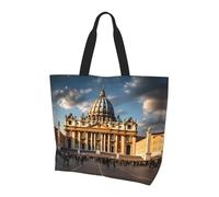 Bolsa de compras reutilizable con un solo hombro, basílica de San Pedro, para mujer, bolsa de mano casual de un hombro, bolsa de compras grande multiusos
