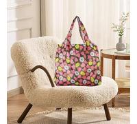 Bolsa de compras reutilizable plegable en el bolsillo, bolsa ecológica impermeable y lavable a máquina, bolsa reciclada compacta para alimentos, viajes, productos y almacenamiento de fresa