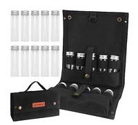 Bolsa de condimento Portátil, Kit de condimento para Acampar con 10 Frascos Plegables Lienzo de Condición de condimentos de Almacenamiento Organizador de Condimentos Establecido (Negro)