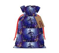 Bolsa de cordón con estampado de ballena asesina con etiqueta Kraft para Navidad, Halloween, fiesta, regalo