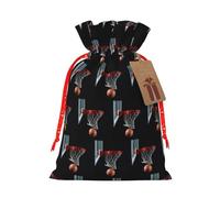 Bolsa de cordón con estampado de baloncesto con etiqueta de papel kraft para Navidad, Halloween, fiesta de regalo