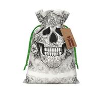 Bolsa de cordón con estampado de calavera mexicana para regalos, bolsas de regalo adorables reutilizables, perfectas para joyas y mucho más