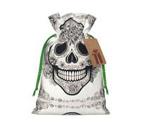 Bolsa de cordón con estampado de calavera mexicana para regalos, bolsas de regalo adorables reutilizables, perfectas para joyas y mucho más