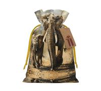 Bolsa de cordón con estampado de elefante viejo y elefante joven para regalos, bolsas de regalo adorables reutilizables, perfectas para joyas y mucho más